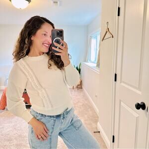 NWT Tuckernuck 27 Miles Cream White Cotton Lace Sweater XS